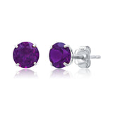 Classic 6mm Gemstone Round Stud Earrings in 14K Gold