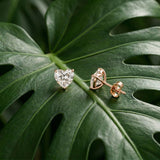 Heart-Cut Cubic Zirconia Studs in Solid 14K Gold