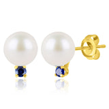 Freshwater Pearl Gemstone Stud in 14k Yellow Gold