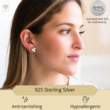 Pearl and Diamond Open Circle Studs in Silver