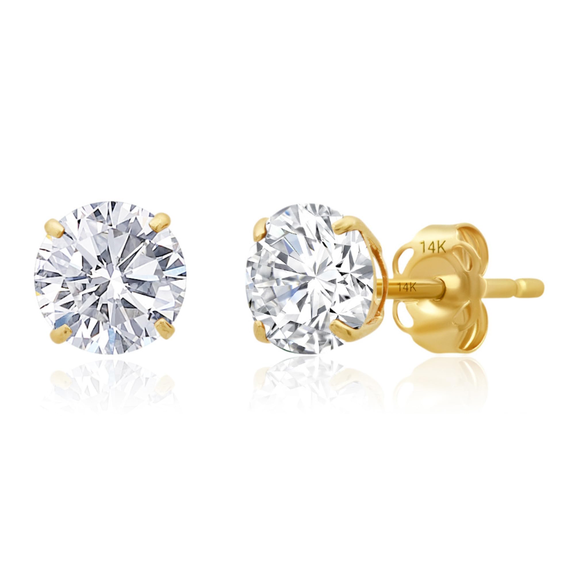 Classic 6mm Gemstone Round Stud Earrings in 14K Gold