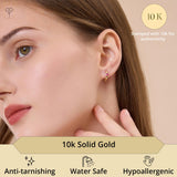 Solid 10K Gold Baguette Cut Ruby Huggie Hoop Earrings | Hypoallergenic Gold Huggies Earrings for Women | Anti-Tarnishing Real Gold Hoop Earrings by MAX + STONE