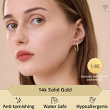 14k Gold Diamond Cut Rectangular Hoop Earrings for Women with Click Top | 18mm to 34mm Rectangle Hoop Earrings | Hypoallergenic Real Solid 14K Gold Hoop Earrings by MAX + STONE