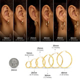 Solid 14K Gold Square-Tubed Round Hoop Earrings for Women | Hypoallergenic Small to Large 16MM to 40MM Round Earring Hoops with Secure Click Tops | 14K Yellow Real Gold Hoop Earrings in 2MM Thick Square Tube by MAX + STONE