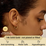 14k Two-Tone Hoops in White & Yellow Gold | Hypoallergenic Solid Gold Hoop Earrings for Women | Anti-Tarnishing Real Gold Hoops with Secure Clasps by MAX + STONE