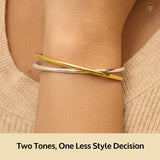 MAX + STONE 925 Sterling Silver Two Tone Bracelets for Women | 7 Inch Size | Hypoallergenic & Anti Tarnishing | 18K Gold Plated Bangle Bracelet for Women