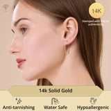 14K Gold Sectioned Diamond Cut & Satin Finish Oval Hoops with Click Top | 32MM to 45MM Real Solid 14K Gold Oval Hoop Earrings | Hypoallergenic Yellow 14 Kt Hoop Earrings for Women by MAX + STONE