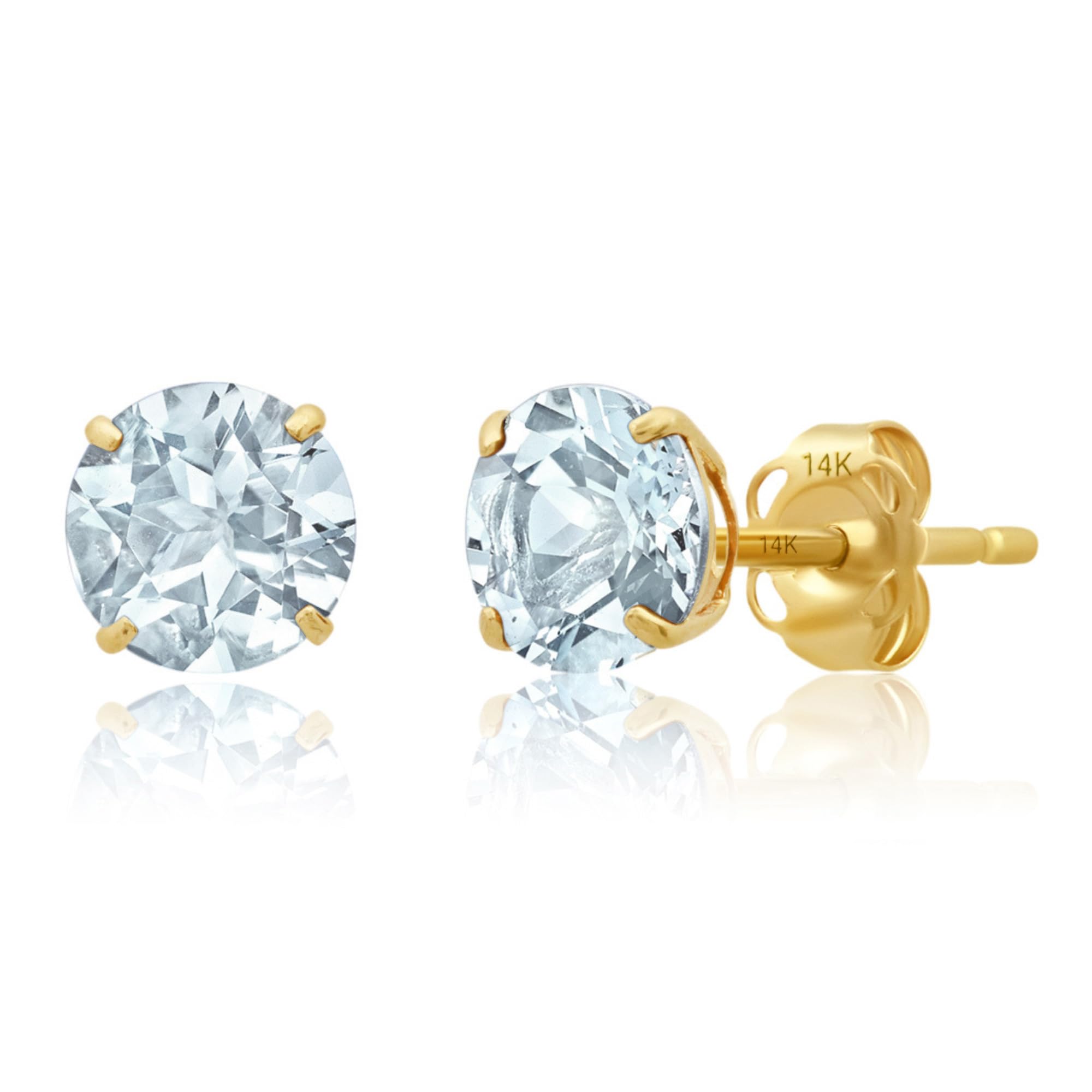 Classic 6mm Gemstone Round Stud Earrings in 14K Gold