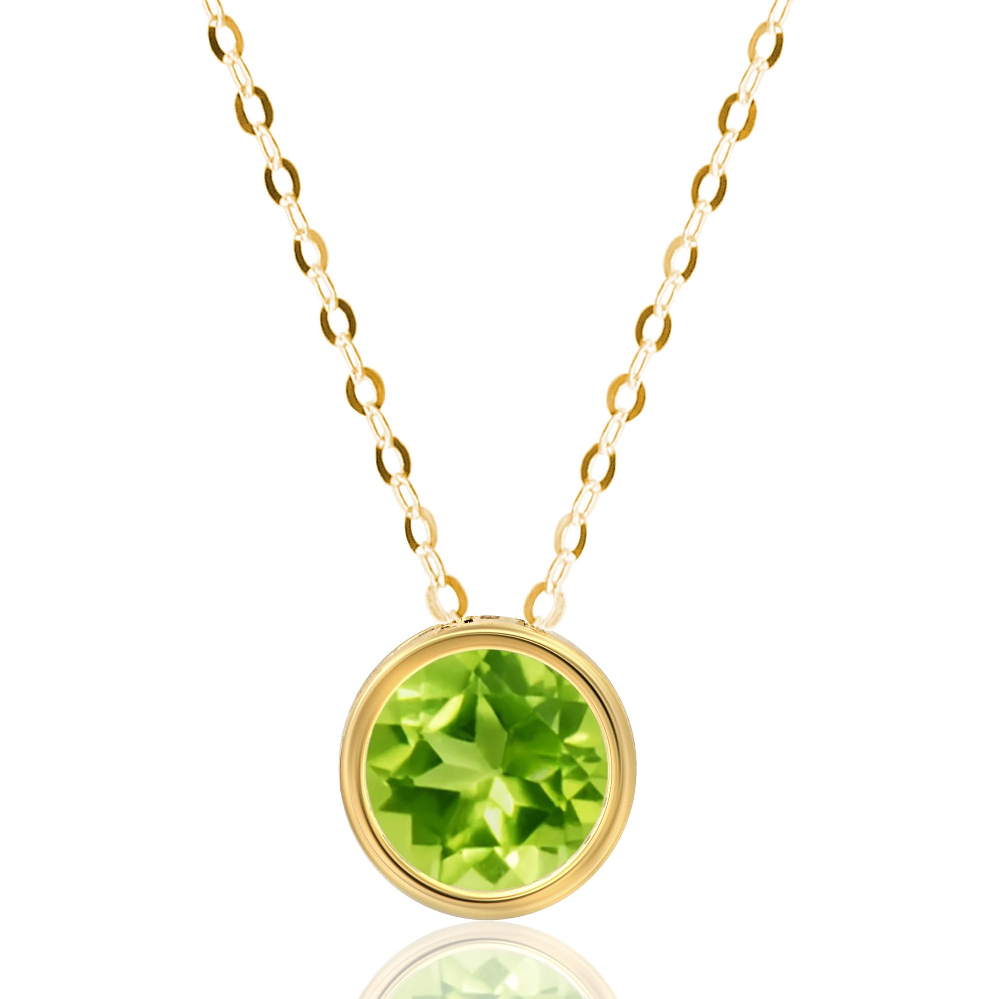 Solitaire Bezel Set Gemstone Pendant in 14k Gold