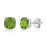 Cushion-Cut Solitaire Gemstone Studs in 14k Gold