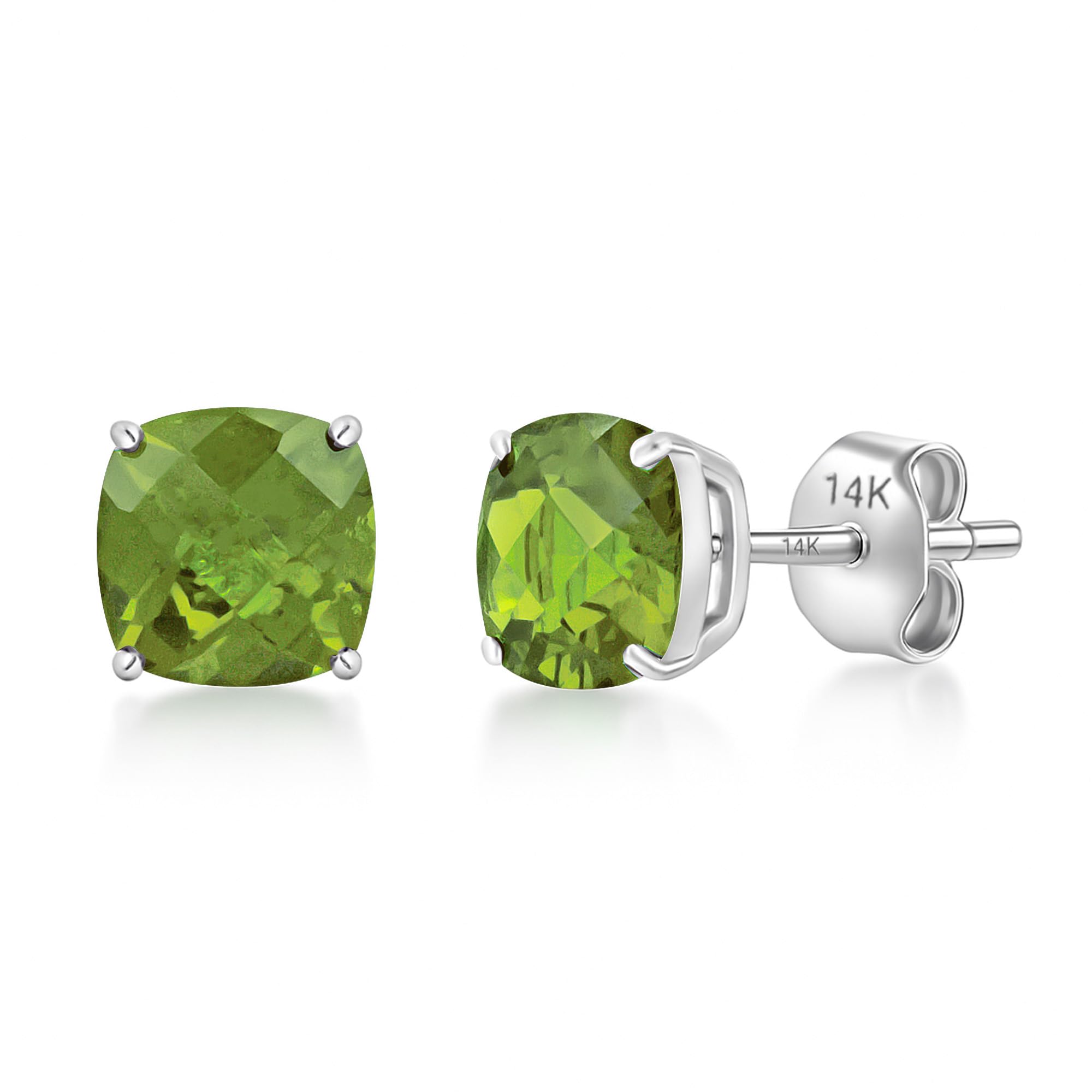 Cushion-Cut Solitaire Gemstone Studs in 14k Gold