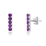 Small Gemstone Bar Studs in 14k Gold