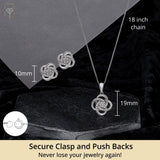 Diamond Love Knot Necklace & Earrings in 925  Silver