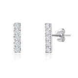Small Gemstone Bar Studs in 14k Gold
