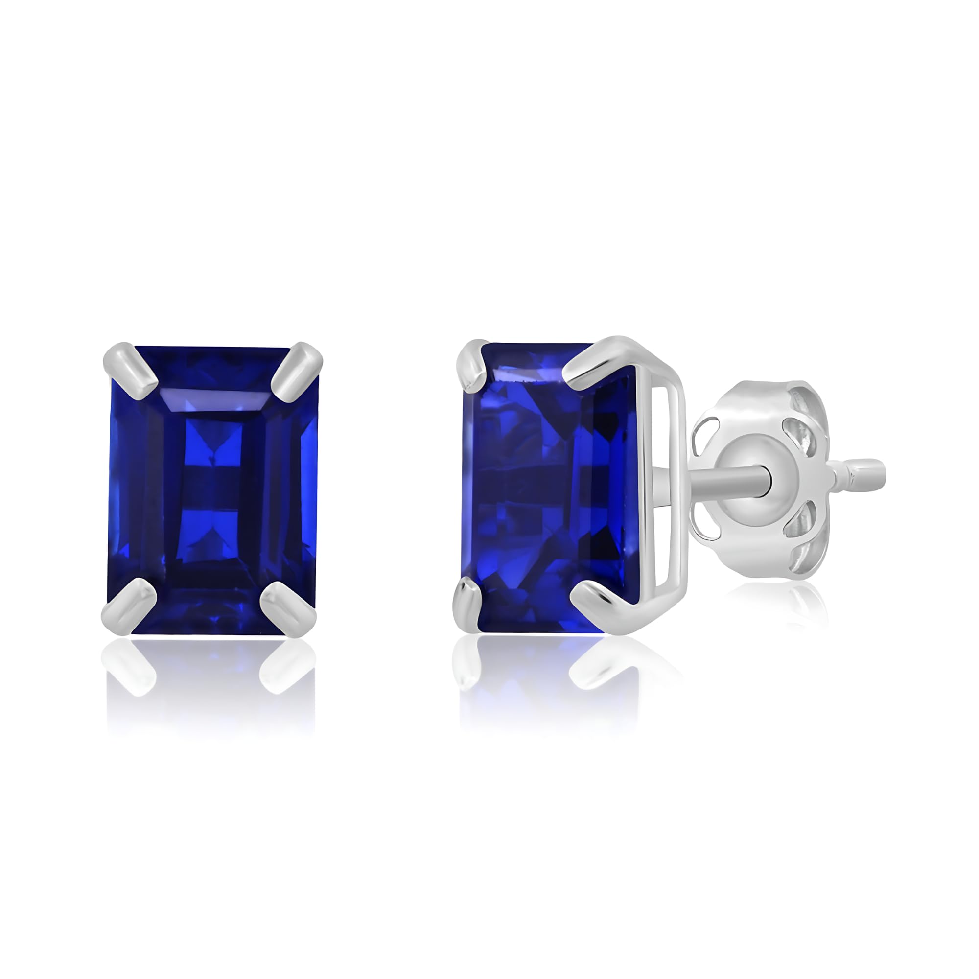 Emerald-Cut Solitaire Gemstone Studs in 14k Gold