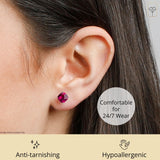 Cushion-Cut Solitaire Gemstone Studs in 14k Gold