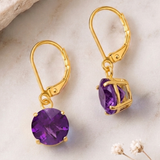 8mm Round Gemstone Drop Earrings in 10K Gold