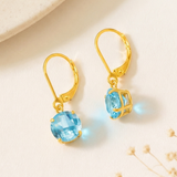 8mm Round Gemstone Drop Earrings in 10K Gold