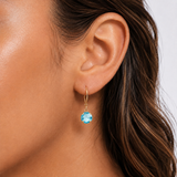 8mm Round Gemstone Drop Earrings in 10K Gold