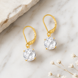 8mm Round Gemstone Drop Earrings in 10K Gold