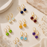 8mm Round Gemstone Drop Earrings in 10K Gold