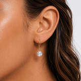 8mm Round Gemstone Drop Earrings in 10K Gold