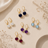 8mm Round Gemstone Drop Earrings in 10K Gold