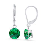 8mm Round Gemstone Drop Earrings in 10K Gold