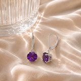 8mm Round Gemstone Drop Earrings in 10K Gold