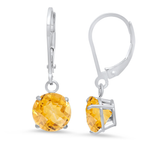 8mm Round Gemstone Drop Earrings in 10K Gold