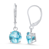 8mm Round Gemstone Drop Earrings in 10K Gold