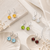 8mm Round Gemstone Drop Earrings in 10K Gold