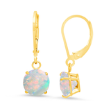 8mm Round Gemstone Drop Earrings in 10K Gold