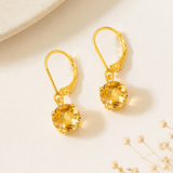 8mm Round Gemstone Drop Earrings in 10K Gold