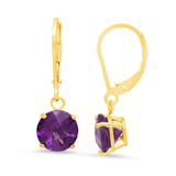 8mm Round Gemstone Drop Earrings in 10K Gold