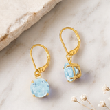 8mm Round Gemstone Drop Earrings in 10K Gold