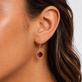 8mm Round Gemstone Drop Earrings in 10K Gold