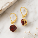 8mm Round Gemstone Drop Earrings in 10K Gold