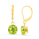 8mm Round Gemstone Drop Earrings in 10K Gold