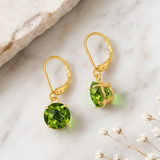 8mm Round Gemstone Drop Earrings in 10K Gold