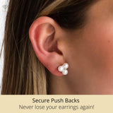Pearl and Diamond Open Circle Studs in Silver