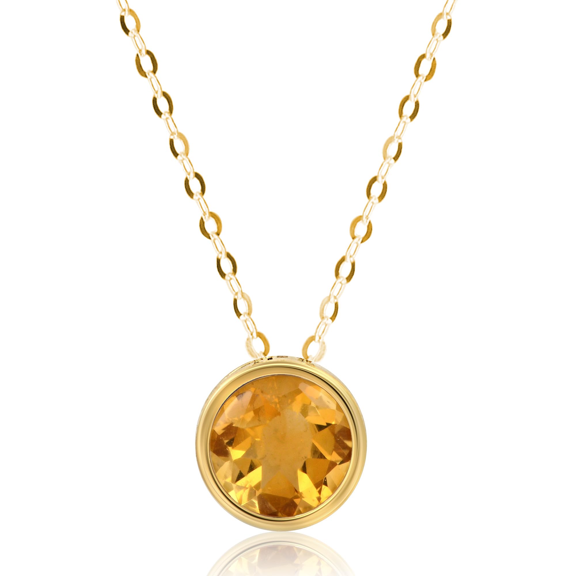 Solitaire Bezel Set Gemstone Pendant in 14k Gold
