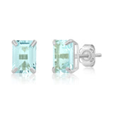 Emerald-Cut Solitaire Gemstone Studs in 14k Gold