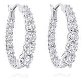 Stella Inside Out Simulated Diamond Hoops in Silver