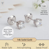 Everyday Solitaire Lab Diamond Studs in 14k Gold, IGI Certified