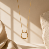 Open Circle Charm Necklace in 10K Gold