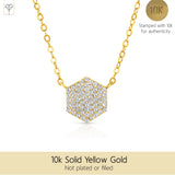 Hexagon Solitaire Diamond Pendant Necklace in 10K Gold