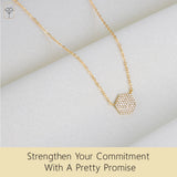 Hexagon Solitaire Diamond Pendant Necklace in 10K Gold