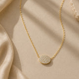 Oval Solitaire Diamond Pendant Necklace in 10K Gold