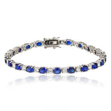 Oval Sapphire Tennis Bracelet in 925 Silver